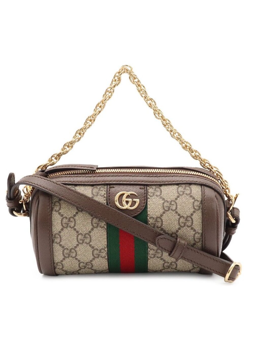 Gucci Ophidia GG Supreme Shoulder Bag Duffle 2-Way Chain Beige Brown
